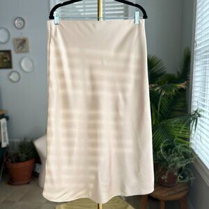 Land's End Cream Satin Bias Midi Skirt Sz 14